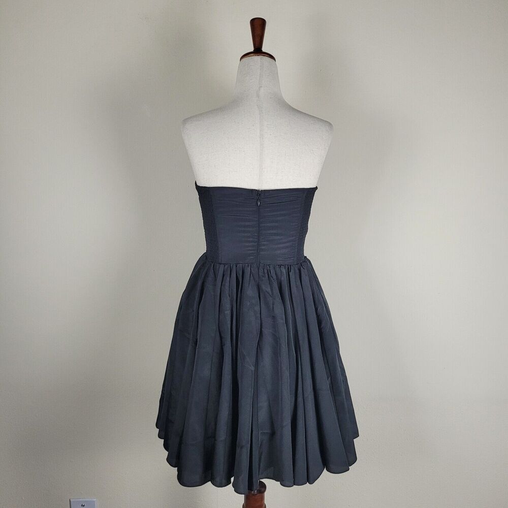 Vintage Arden B Dress XS Black Sweetheart Ruffles Party 90s Mini Short Strapless - Picture 4 of 10